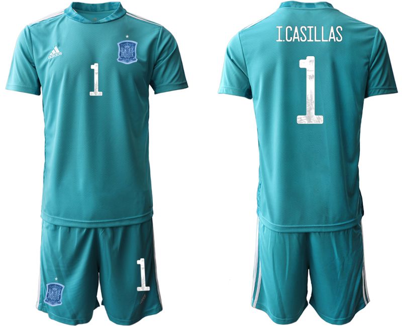 Men 2021 World Cup National Spain lake blue goalkeeper #1 Soccer Jerseys1